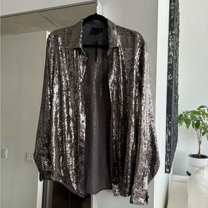 New with tags sequin silver ASOS disco shirt in men’s medium new with tags